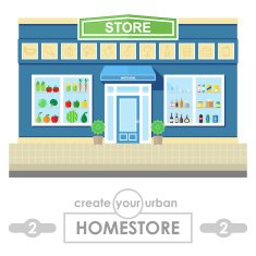 store building flat vector design
