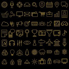 Set of vector linear media service icons N3