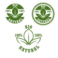 Natural bio green labels set