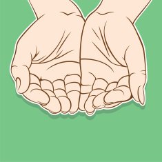 open hand for taking or giving concept design