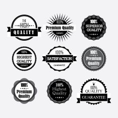 Collection of Premium Quality and Guarantee Labels