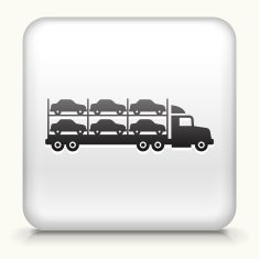 Square Button with Shipping Car Truck