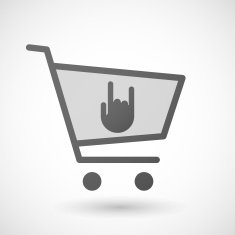 Shopping cart icon with a rock hand