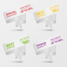 Set of white sale banner on background