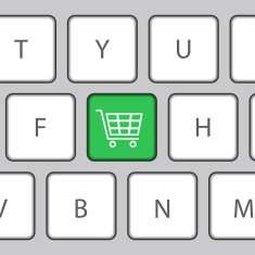 Keyboard with Shopping cart Vector Illustration