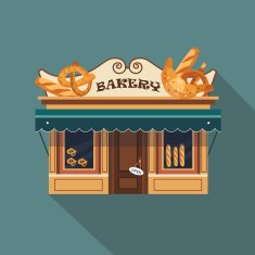 Restaurants and shops facade storefront vector detailed flat N14