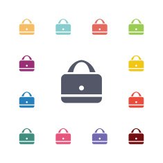 purse flat icons set N2