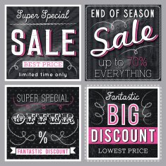Black banners with sale offer vector