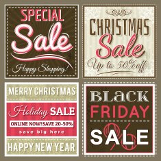 christmas banners with sale offer vector