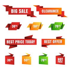 Set of vector paper sale tags banners icons Abstract background