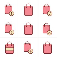 Icons Style Shopping bag icons on white background Vector illus N2