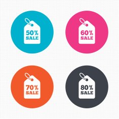 Sale price tag icons Discount symbols N54