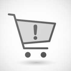 Shopping cart icon with an exclamation sign