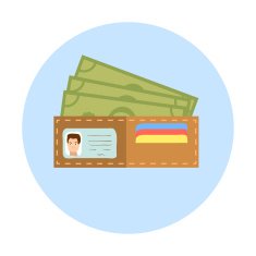 Flat Design Wallet with Money Vector