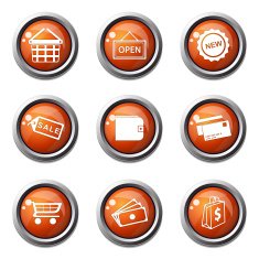 Shopping Sign Orange Vector Button Icon Design Set 2 N9