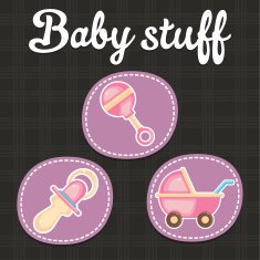 Set of baby stickers and icons N2