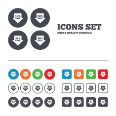 Sale arrow tag icons Discount symbols N42