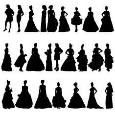 Women silhouettes in various dresses Vector illustration N2