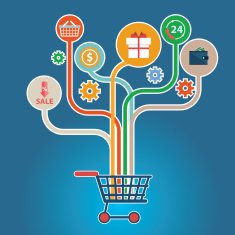 Abstract trees with icons for web design E commerce