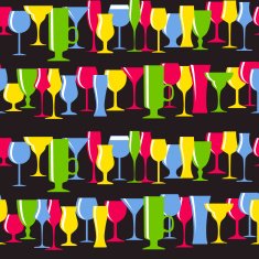 Alcoholic Glass Silhouette Seamless Pattern Background Vector Il N6