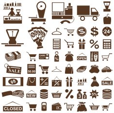 Shop and seller icons on white