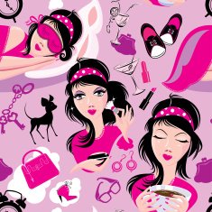 Seamless pattern with glamor lovely girls N2