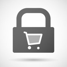 Lock icon with a shopping cart