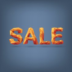 Low poly creative typography sale banner Shopping poster with polygonal