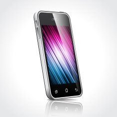 Technology styled illustration with shiny touchscreen mobile phone devices