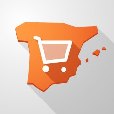 Spain map icon with a shopping cart N2