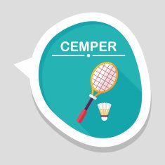 badminton racket and ball flat icon with long shadow eps10 N9