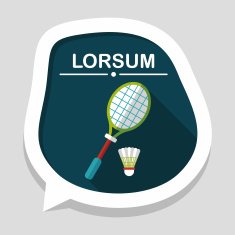 badminton racket and ball flat icon with long shadow eps10 N11