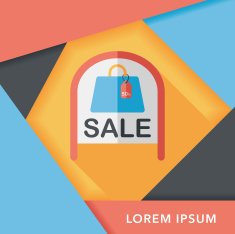shopping store sale sign flat icon with long shadow eps10 N23
