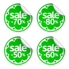 Sale green stickers set