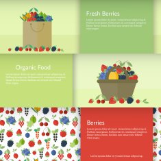 Banners or cards with berries in flat style Vector illustration