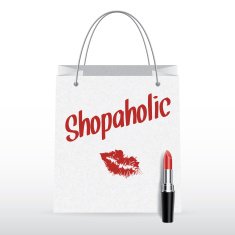 Vector shopping bag with lipstick Shopaholic concept N2