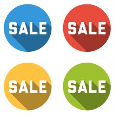 Collection of 4 isolated flat colorful buttons for sale