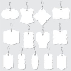 Vector white blank labels or tags with ropes N2