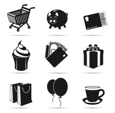 Shopping icons set silhouette