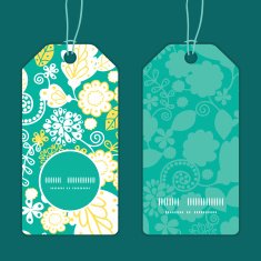 Vector emerald flowerals vertical round frame pattern tags set N2