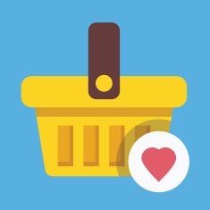 Vector Shopping Basket and Heart Shape Icon Favorite Goods Concept