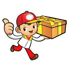 Red Delivery Man Mascot the right hand best gesture