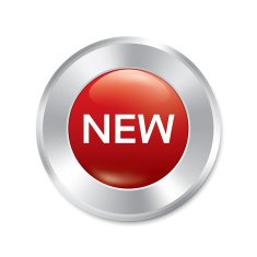 New button Red round sticker Isolated