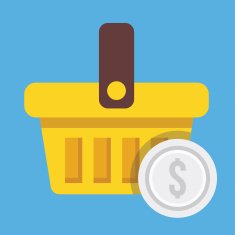 Vector Shopping Basket and Silver Coin Icon