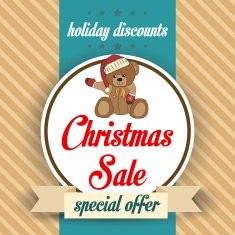 Christmas sale design with teddy bear