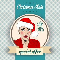 Christmas sale design with sexy Santa girl N2