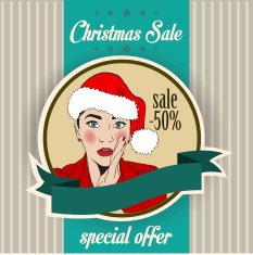 Christmas sale design with sexy Santa girl N3
