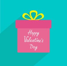 Gift box with ribbon and bow Long shadow Valentines day N2