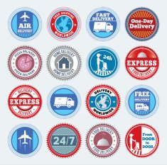 Collection of round delivery badges