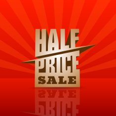 Red 3D vector text of sale discount price offer N7